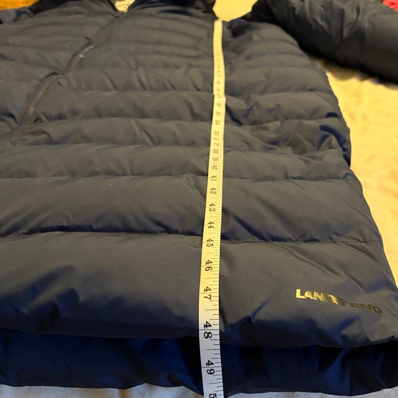Lands' End Women's Dark Blue Down Puffer Coat with Faux Fur Trim, 2X. - Picture 4 of 9